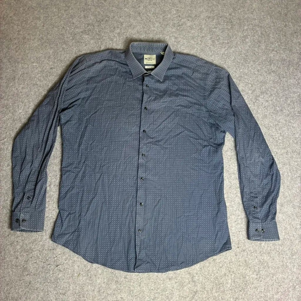 Ben Sherman Shirt Mens Large 16.5 34-35 Blue Tailored Skinny Fit Stretch